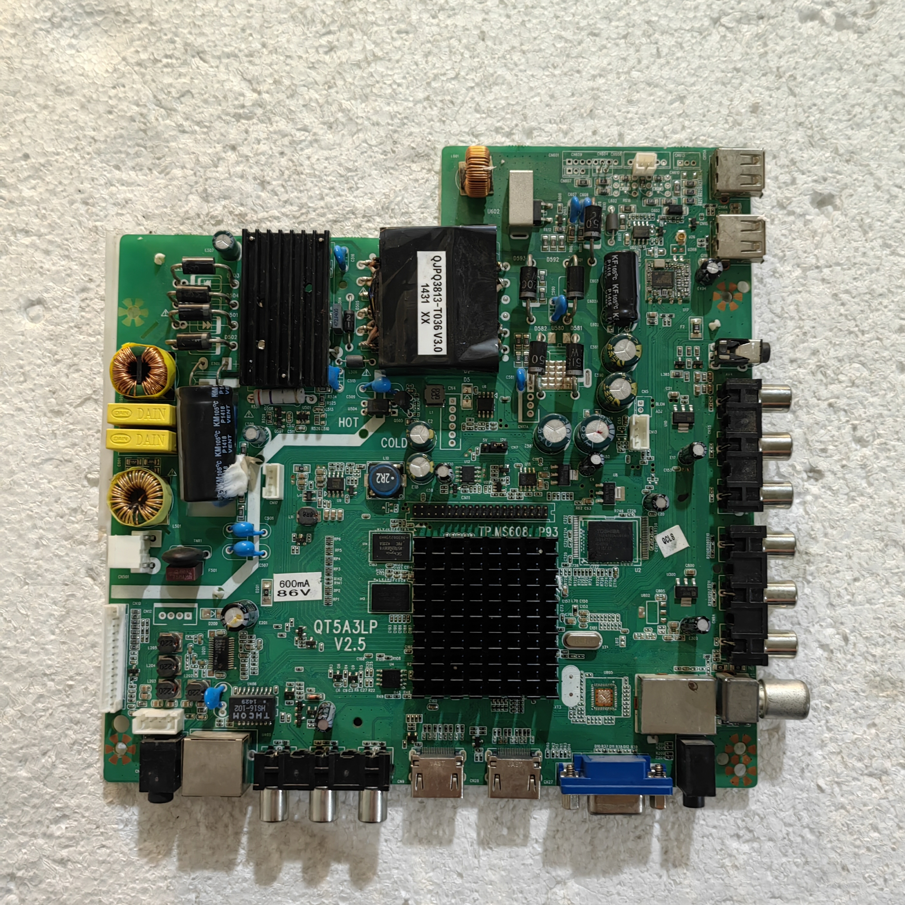 原装50寸液晶电视三合一主板QT5A3LP V2.5 测试好 现货 600mA 86V