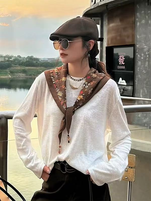 2025新款韩版宽松显瘦百搭圆领长袖针织衫女毛衣打底上衣