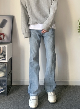 POPLAR CLASSIC 蓝色微喇clean牛仔裤