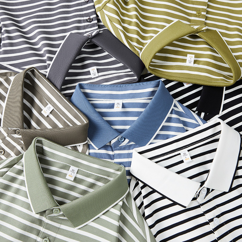 夏季新款条纹短袖polo衫男士简约高级感翻领t恤休闲商务,男装,Polo衫,淘宝优惠券,粉丝福利购,淘宝优惠卷