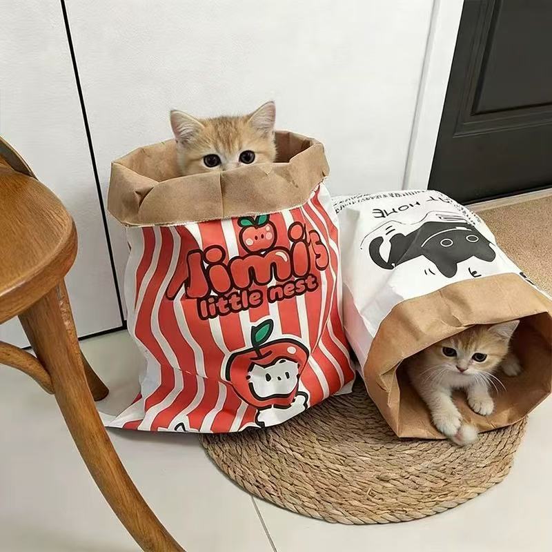 发声玩具解闷牛皮纸袋大号特猫窝袋逗猫猫咪捕猎游戏罩自动逗猫自