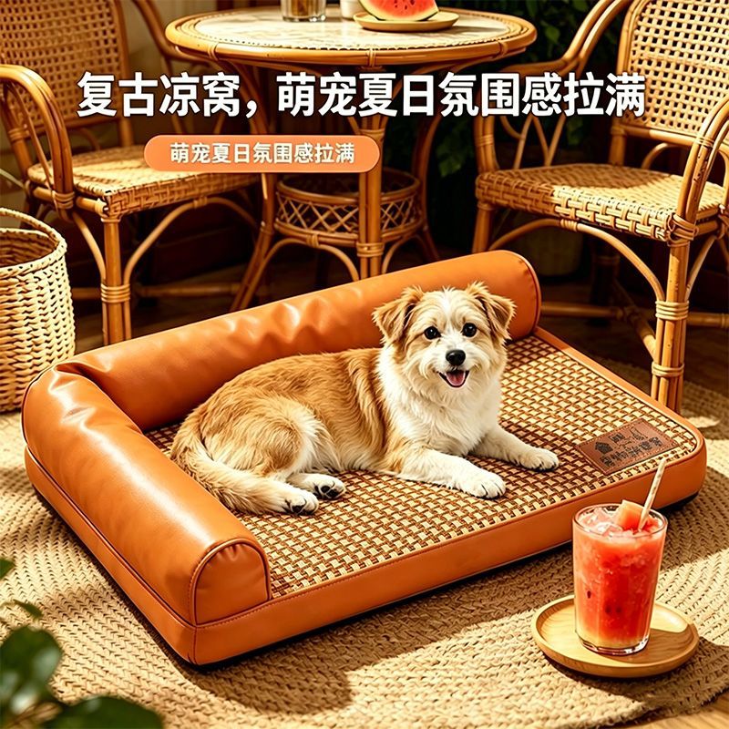 夏季凉席狗窝防暑四季通用睡垫夏天狗床大型犬撕不烂猫窝宠物用品
