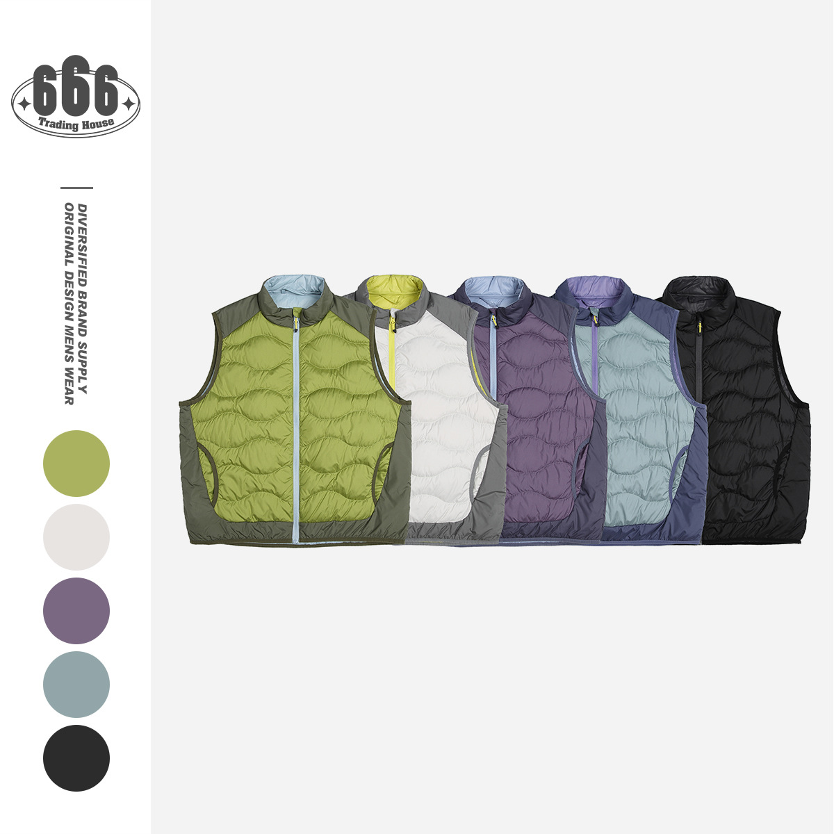 Shibuya Element冬季撞色白鸭绒立领羽绒服立领马甲保暖背心