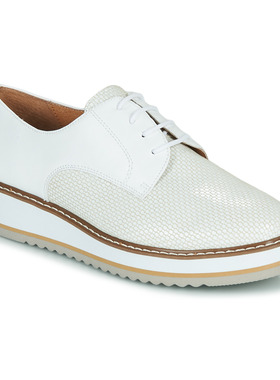 KARSTON女鞋ORPLOU新款时尚系带坡跟皮鞋百搭白色春秋款5720670