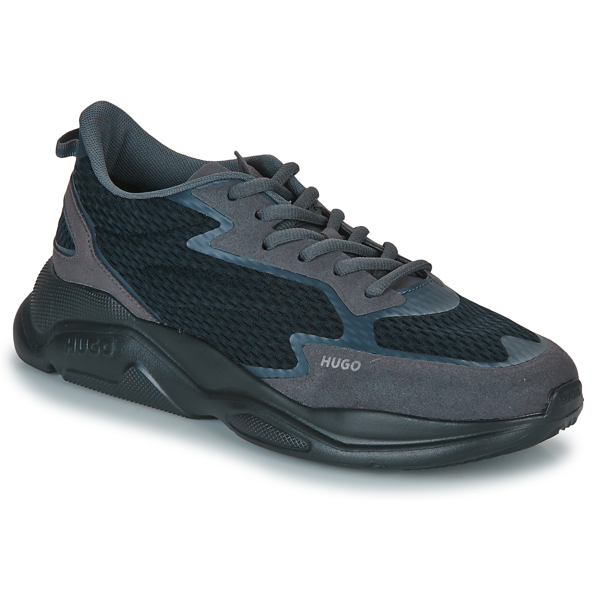 hugo boss男鞋老爹鞋轻奢风轻便软底系带低帮休闲鞋灰黑色春秋24