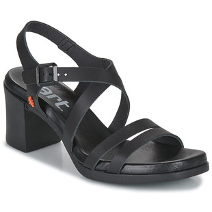 2024新款 ARt西班牙女鞋 粗高跟一字扣带气质真皮露趾凉鞋 黑色夏季