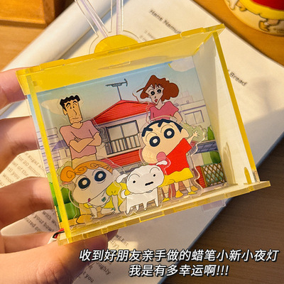 学生宿舍卧室床头灯氛围灯 桌面有趣装饰礼物摆件蜡笔小新电视机