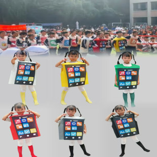 幼儿园情景剧手机手机我问你舞蹈表演服装垃圾分类卡通道具宣传服