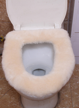 家用纯羊毛马桶坐垫粘贴式冬季短毛绒加厚保暖通用抗菌方形坐便套