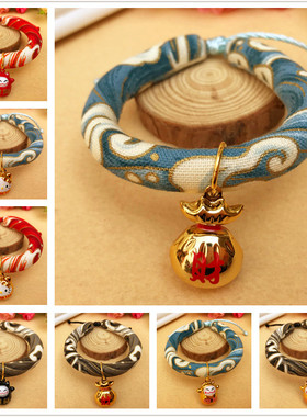 狗和风项圈猫项圈 icat日本和风项圈饰品招财猫铃铛海波纹