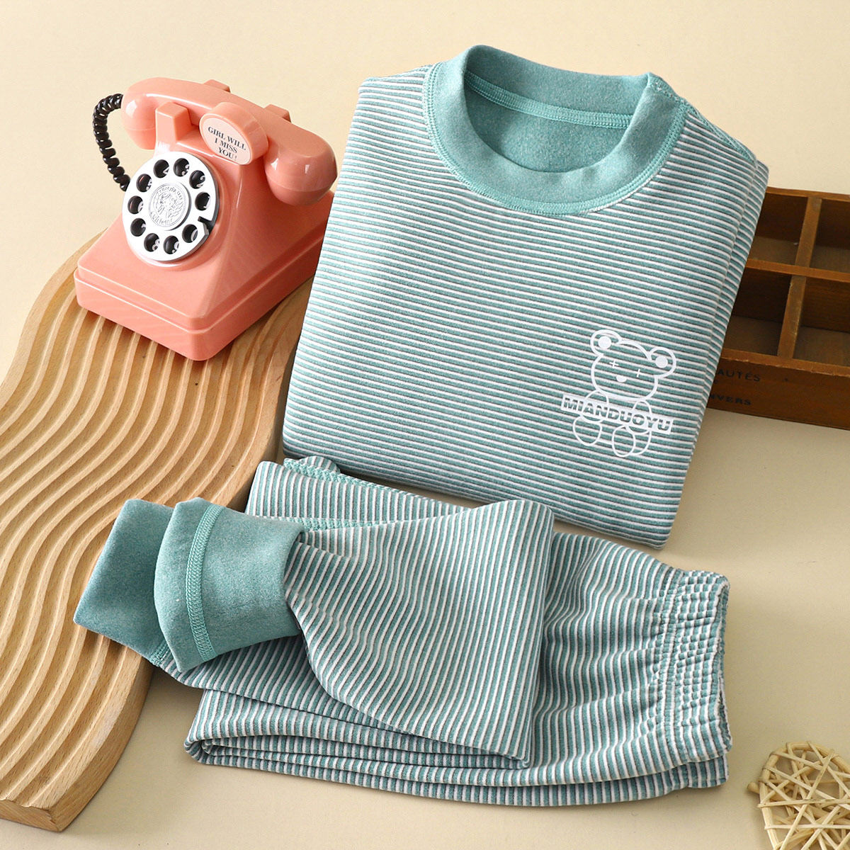 贝贝怡儿童保暖内衣秋冬新款男女童德绒秋衣裤家居服无骨套装童装