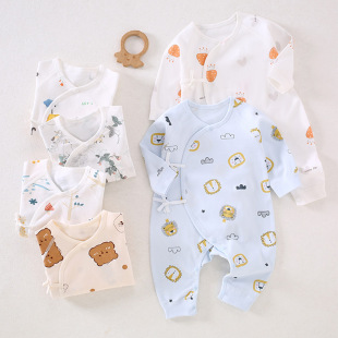 贝贝怡新生婴儿纯棉连体衣春夏男女宝宝哈衣爬服长袖 睡衣蝴蝶衣