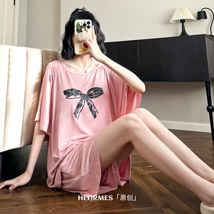 家居服 HEARMES 韩系蝴蝶结印花睡衣女夏天薄款 莫代尔甜美短袖 短裤