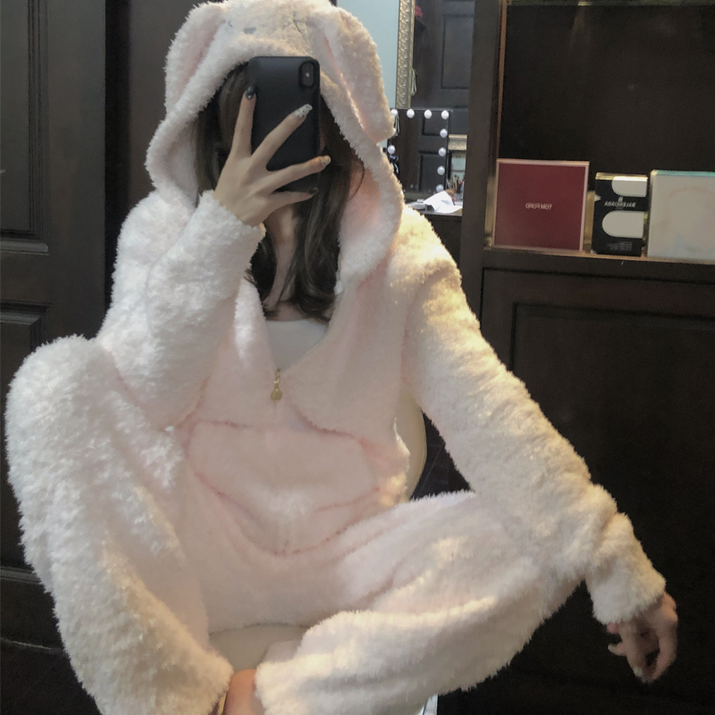 HEARMES兔子连帽睡衣女