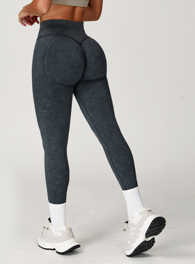 26新款蜜桃臀健身裤女高腰提臀无缝砂洗瑜伽裤跑步训练欧美紧身裤