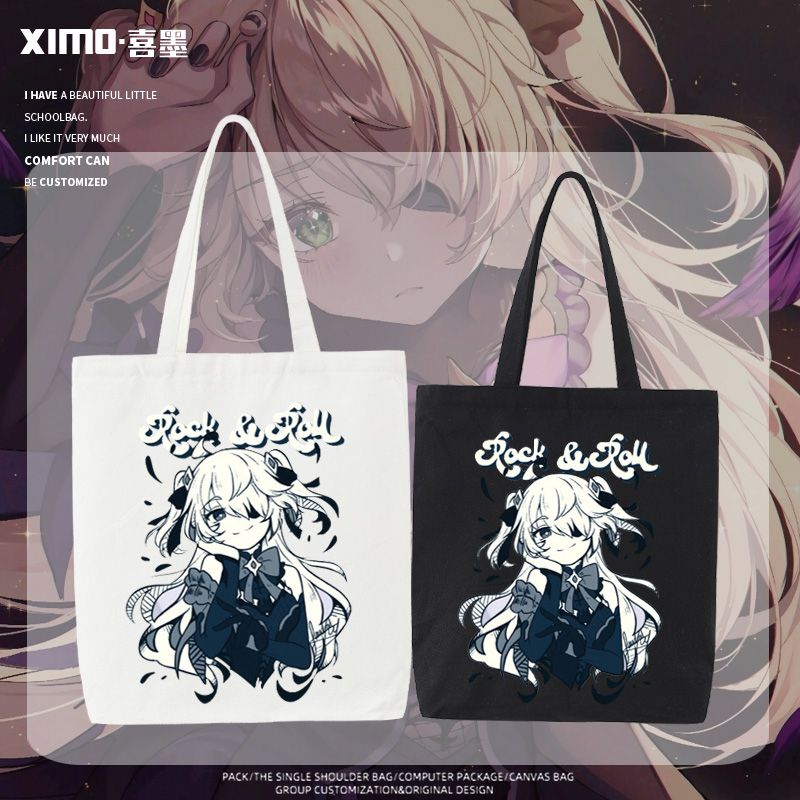 原神菲谢尔痛衣皇女印花帆布袋女包大容量手提单肩包上课补习包潮