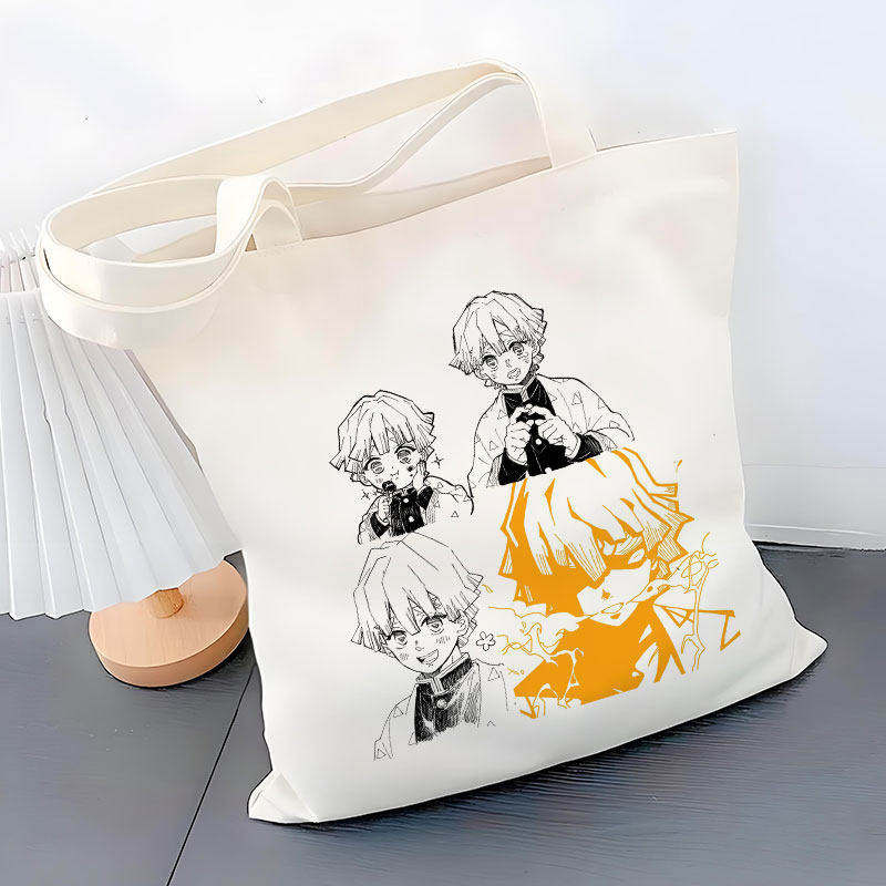 鬼灭之刃我妻善逸周边帆布包定制学生大容量拎书手提袋拉链单肩包,箱包皮具/热销女包/男包,时尚帆布包,淘宝优惠券,粉丝福利购,淘宝优惠卷