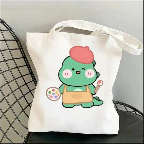 ToteCanvsBg卡通恐龙印花