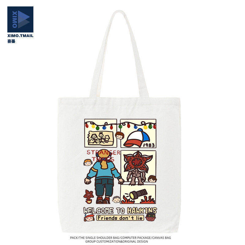 StrangerThings美剧怪奇物语周边帆布包男女学生美式手提袋单肩包,箱包皮具/热销女包/男包,时尚帆布包,淘宝优惠券,粉丝福利购,淘宝优惠卷