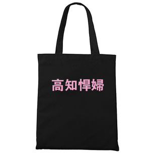 高知悍妇趣味拉链帆布袋单肩托特收纳装书购物帆布包百搭包包