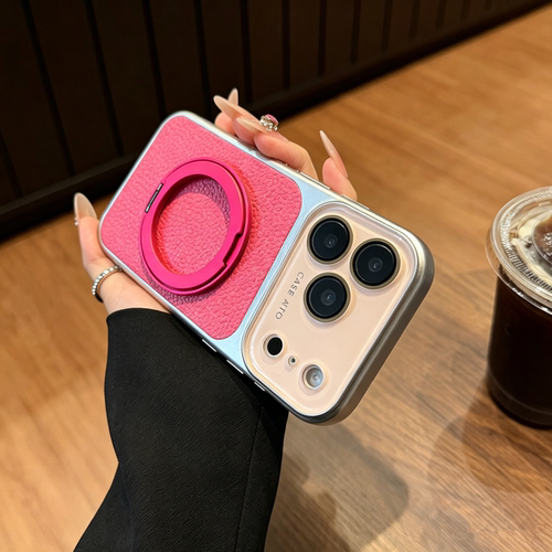 新款iphone17pro大视窗荔枝皮纹适用苹果手机壳磁吸支架16pro自带镜头膜14小众高级感15超好看独特17保护套