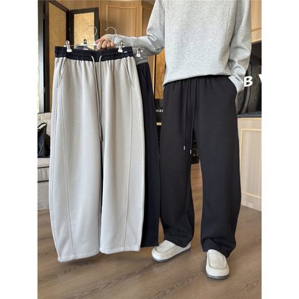 微腾春季新款男潮牌拼接撞色直筒休闲裤韩版宽松百搭针织运动卫裤