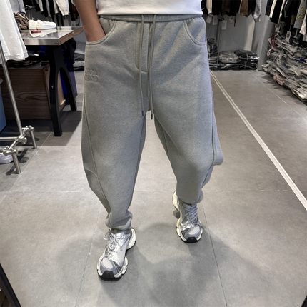 微腾冬季新款字母刺绣加绒加厚卫裤男潮牌韩版修身哈伦束脚休闲裤