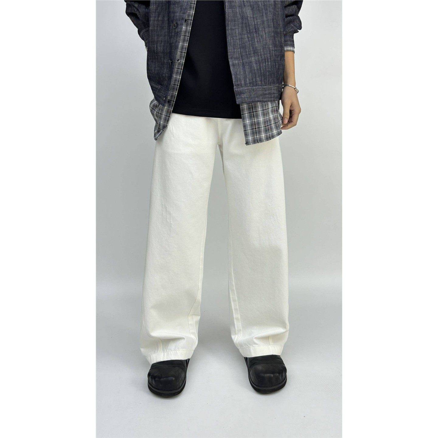 木高2026春季美式复古纯棉白色牛仔裤男休闲百搭通勤直筒阔腿长裤,男装,牛仔裤,淘宝优惠券,粉丝福利购,淘宝优惠卷