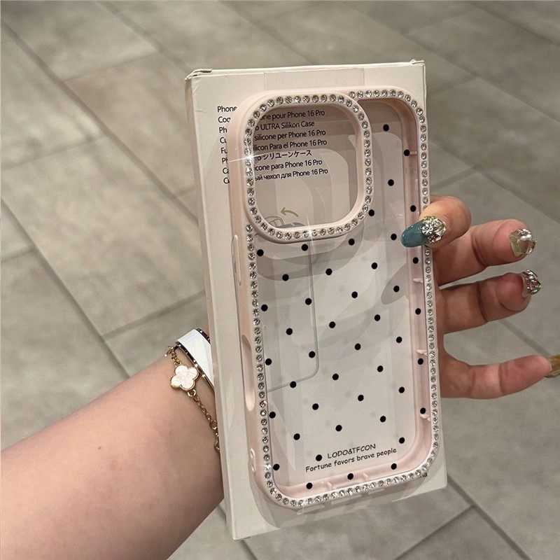 黑波点涂鸦双面点钻苹果16promax手机壳15防摔14Plus透明13全包12,3C数码配件,手机保护套/壳,淘宝优惠券,粉丝福利购,淘宝优惠卷