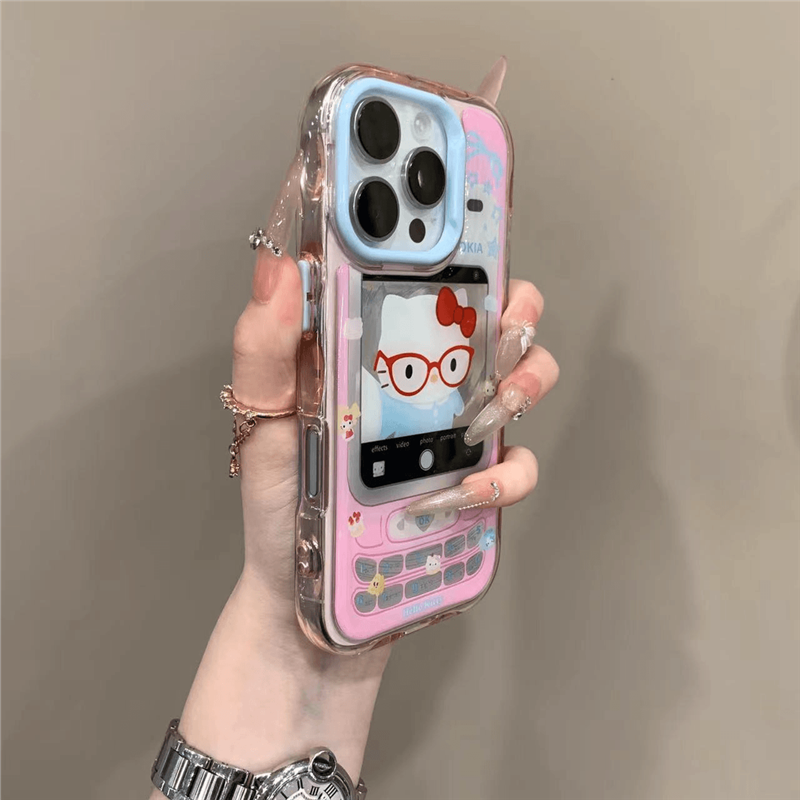 眼镜kitty猫适用苹果15/16promax奶油滴胶13手机壳14pro海洋青蛙