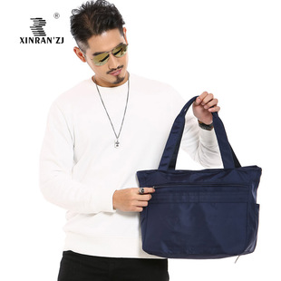 多拉链口袋轻便尼龙防水大容量男士 休闲旅行商务购物袋雨伞单肩包