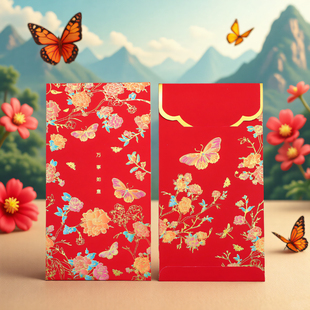 精致万事如意花开富贵亲肤触感纸双面花纹2026新款百元大红包定制