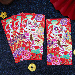 40个高雅风精致高档创意马年新款3D凹凸感瑞狮醒狮个性新年利是封