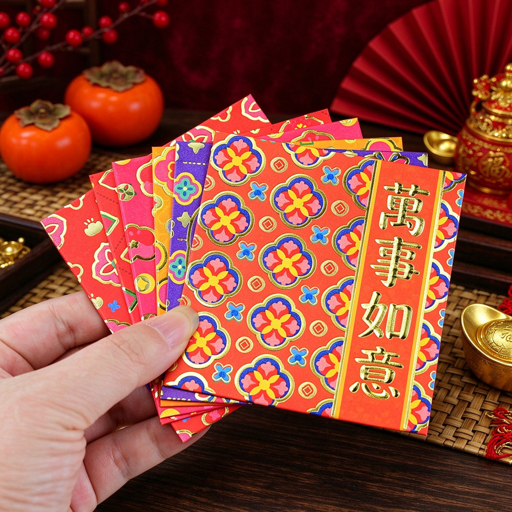 30个港版过新年创意个性春节祝福压岁红包正方形小号利是封烫广告