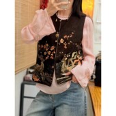 马甲 重工刺绣暗纹提花贵气新中式 2026年春季 梅间鹿影