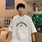 1009-CC424-P23-限价39*港风宽松短袖T恤男夏季新款印花五分袖t恤，男装T恤，四季星座1009