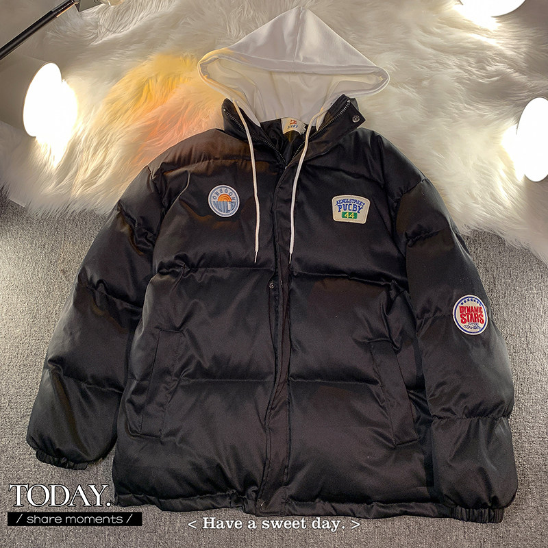 1009-MMF001-P135-限价168*假两件连帽棉服加厚宽松棉服棉袄外套,男装棉衣,四季星座1009