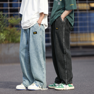 1009-TZ61-P55-限价68*港风宽松直筒牛仔裤子男韩版百搭水洗长裤,男装牛仔裤,四季星座1009