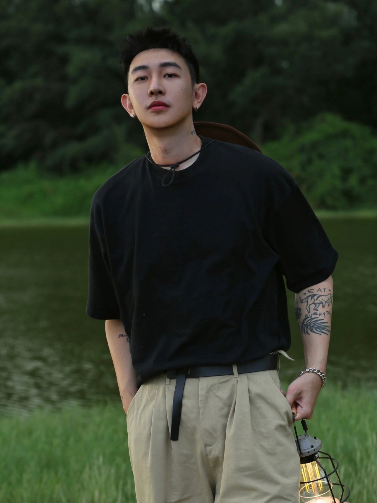 1009-932366-P21-限价39230克精梳棉双纱棉白色短袖T恤宽松纯色,男装T恤,四季星座1009