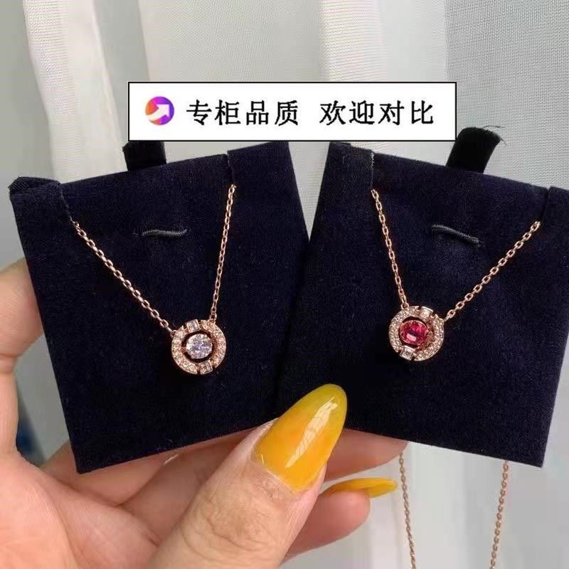 施华跳动的心项链女圆形砰然心动水晶锁骨链玫瑰金灵动情人节礼物