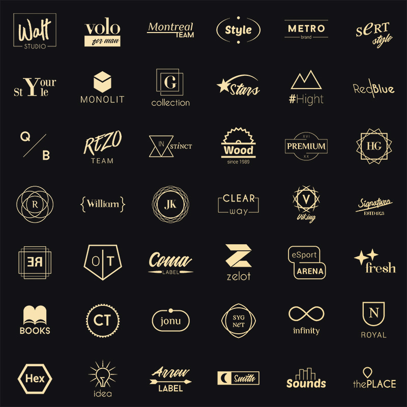 时尚简约线条边框logo设计元素徽章标志商标psd模板ai矢量素材l02