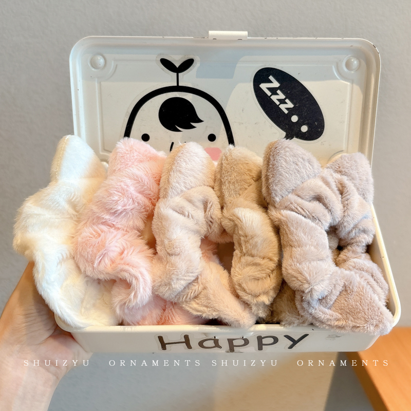 秋冬毛绒猫耳朵大肠发圈女可爱扎头发皮筋发绳高弹力耐用头绳头饰