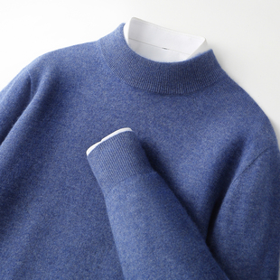 青少年羊绒衫男初中高中学生纯色青年羊毛衫男半高领打底针织毛衣