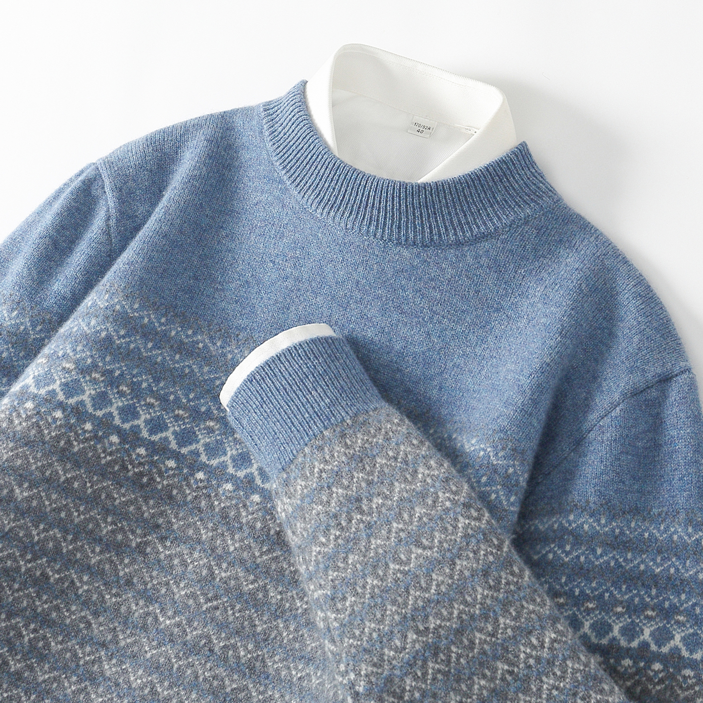 青少年羊绒衫男孩半高领初中高中学生拼色青年羊毛衫中领加厚毛衣