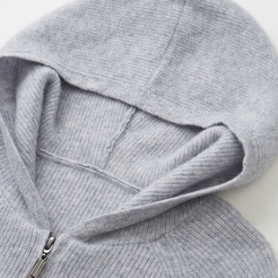 青年羊绒衫男带帽加厚针织毛衣青少年羊毛衫连帽高中学生拉链开衫