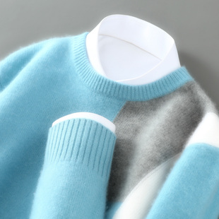 青少年羊绒衫男初中高中学生加厚青年羊毛衫圆领打底针织毛衣