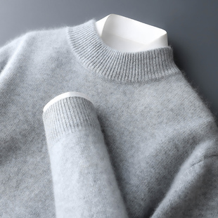 青少年羊绒衫男初中高中学生双股线加厚青年羊毛衫半高领打底毛衣