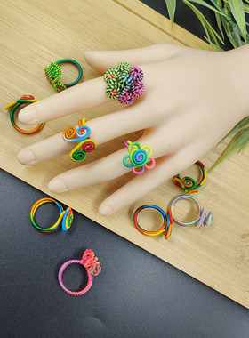 梵叙五彩线戒指手编五彩线指环