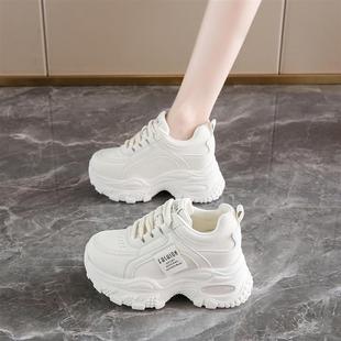 百搭厚底皮面防滑休闲运动鞋 女士增高鞋 老爹鞋 爆款 8CM小个子秋季