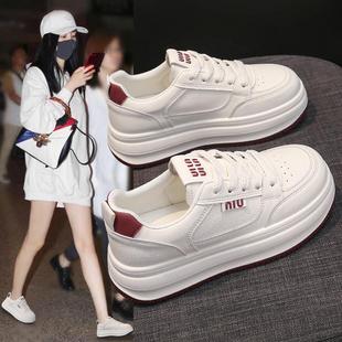 厚底小白鞋女2025新款松糕春秋女鞋运动透气学生休闲 软底增高板